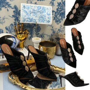 🆕 KURT GEIGER LONDON 🧿 NWOB Kensington Eagle Mule, Black - Sz 37 US 7